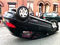 The car overturned on Rooley Moor Road