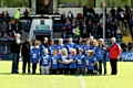 Hollingworth Business and Enterprise College Year 9 girls' rugby league team at the Rochdale Hornets V Oldham Roughyeds match