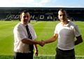 The Chief Executive of Rochdale Football Club, Colin Garlick with Dean Connaughton, Community Fundraiser from Springhill Hospice