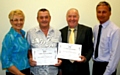 Julie Warmisham (Handyperson Scheme Coordinator), Len Branton , Ray Bowden and Paul Gala (Age UK Rochdale Chief Executive)