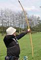 Long bow arrow in flight