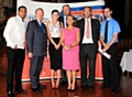 Simon Danczuk and Jill Nagy with Bob Beetham, Chairman of Rochdale Training and John Huxley, past Chief Executive of Rochdale Training with prize winners Esrar Khan, Amy Ward and Lee Shackleton 