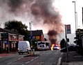 The bus blaze on Halifax Road - Photograph courtesy of Rochdale Online reader Steven Gifford