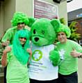 Jason Done, Rebecca Ryan and George Sampson, donned green wigs to launch Ryman’s Be Seen in Green Day