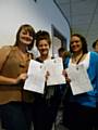 Siddal Moor students with their GCSE results.  From left to right: Katie Deadman, Charlotte Petira and Ashley Tunsell