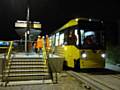 First Metrolink tram at Maclure Road Stop
