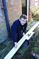 Apprentice joiner Curtis Green at work