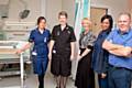 Lindsay McKenna, senior sister AMU; Tracy Shaw, clinical matron AMU; Mary Thorpe, medical secretary A&E, Vanessa Kenny, ENP A&E and Stuart Hook, A&E porter