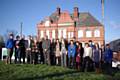 Volunteer Project Assistants outside the Groundwork Environment Centre with Cliff Ellison (Groundwork Oldham & Rochdale Executive Director) and The Worshipful Mayor of Oldham Councillor Olwen Chadderton