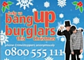 Bang up Burglars postcard being used this weekend to give shoppers information on crime reduction and reporting suspicious activity