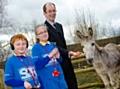 Councillor Colin Lambert with Matthew Lancaster and Laura Shaw at St Edward's Primary School