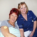 Irene Carroll from Heywood with Jackie Greenhalgh, ward manager, at North Manchester General Hospital (ward I5).