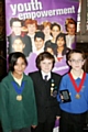 New Children’s Champion, Lewis Threlfall, with his deputy, Maariyah Meerall and Ethan Marriott, previous children’s champion