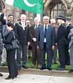 Flag Raising on Pakistan Day, with Councillor Karen Burke, Deputy Mayor Councillor James Gartside, Councillor Ashley Dearnley, Ghulam Rasul Shahzad OBE JP, Chief Inspector Nadeem Mir