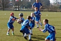 Morgan Pearson and Jamie Howe defend for Mayfield Under 7s