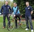 Roberto Mancini with CTC officers Ian Richardson (left) and Ross Adams, who are organising TfGM’s Greater Manchester Cycle Challenge