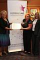 Wendy Cooke, Commission for New Economy, and Diane Wilkinson and Stella Oldham from BLC celebrating their achievement.
