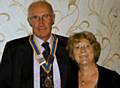 Dr. David Smithard takes over the reigns of President of Rochdale Rotary Club from Joan Banks 