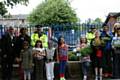 Youngsters from Sparth Community Centre brighten up their local area. Among those there to congratulate them on their efforts are Police Community Support Officers Martyn Beever and Tracey Anderton, and Cabinet Member Councillor Terry Linden (far left) 