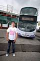 Gary Neville at Old Trafford encouraging fans to book park and ride and coach services to avoid missing thier events