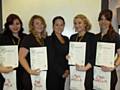 Councillor Karen Burke (centre) with the Level 3 Media Make-up students (left to right): Dannielle Lowe, Rebekah Walsh, Ciara Fitzsimmons and Natalie McGrath.
