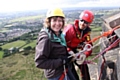 Sue Gernon and a member of the Rossendale and Pendle Mountain Rescue Team
