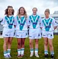 Sophie Holden (captain) lines up alongside Chloe Webster, Jessica Hopkins and Hayley Fielding in their new green kit