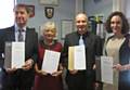 Acting Director of Organisational Development, Michael Forrest,  NWAS Chair, Mary Whyham, Chief Executive, Bob Williams and Senior Learning and Development Manager, Sarah Montgomery