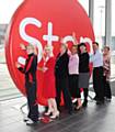 Stub it out: Rochdale Borough Council and NHS staff push a giant stop button to launch Stoptober – the nation’s biggest ever stop smoking challenge