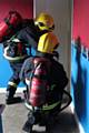 Firefighters from Rochdale Fire Station use a RBH flat in Lower Falinge for a training exercise