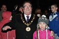 Mayor Peter Rush and Maisie Webb switch on the Littleborough Christmas lights