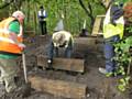 Volunteers laying new steps at Summit Nature Site

