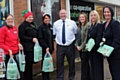 The Co-operative’s Carol Stansfield, Claire Whittaker, Joanne Walsh and Store Manager, Dave Naylor, with Rachel Saunders (Supported Housing Activity Co-ordinator), Paula Young (Mobile Warden) and Judith Reynolds (Mobile Warden), from Rochdale Boroughwide Housing