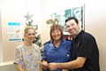 Andrew Schofield from RRG Rochdale, giving the team’s vouchers to Margaret Larner and Angela O’Neil at Fairfield Hospital