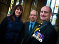 Corporal Mark Coulthard (right) with Linda Fisher and Councillor Colin Lambert 