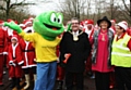 Springy the Hospice Frog, Mayor Peter Rush, Mayoress Monica Rush and organiser Pearl Benbow at Springhill Hospice Father Christmas Fun Run