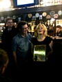 Simon & Heidi Crompton receiving the CAMRA National Pub of the Year award for The Baum