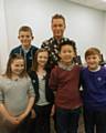 Group with Chris Packham, Lucy Grogan (wearing silver jumper), Jamie Farnworth (wearing blue jacket), Jack Taylor (tallest boy stood next to Chris Packham), Evan Brigham (wearing blue jumper), Sam Tang (red and grey jumper)