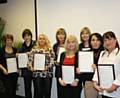 Rochdale Boroughwide Housing wardens with their certificates; Sheila Greenwood (Olive Standring House), Sally Brophy (Mobile Warden), Lorraine Cullen (Mobile Warden), Beverley Morgan (Derrick Walker Court), Linda Dawson (Mobile Warden), Lorraine Barlow (Low Bank and Ryefields), Debbie Molyneaux (Mobile Warden) and Patricia McEnerney (Mobile Warden). Nikki Rochelle (Mobile Warden) was unable to attend.