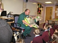 Mr Roberts the paramedic showing the children his response kit