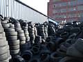 An illegal waste site, tyres dumped in Greater Manchester