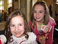 Jessica and Chloe Dawber show off their hand made musical instruments 

