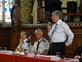 Lively debate with Greater Manchester’s Police and Crime Commissioner Tony Lloyd, Chief Constable Sir Peter Fahy and divisional commander Chief Superintendent Annette Anderson at Town Hall