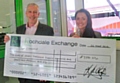 Exchange Cheque Presentation to the Christie’s Corporate Development Manager Natalie Pike by Lorenzo O’Reilly, Centre Manager