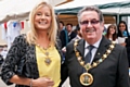 Mayor Peter Rush and Mayoress Monica Rush at the Rochdale Hornets Co-operative Market at Spotland Stadium