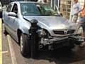 Vauxhall Astra mounted the pavement and ploughed into a bollard