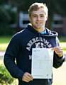 Will Salt achieved an A* in Economics, an A in Geography and a B in Politics and will now read Geography at Leeds University