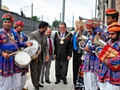 Mayor Peter Rush and Mayoress Monica Rush being welcomed by the Kawa Band<br />Arts for Health and Wellbeing Summer Fun Event