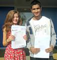 Georgina Healey & Ahmad Arien celebrate their results 