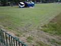 Truck sunk in school playing field